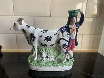 Staffordshire Flat Back Cow Creamer (small Damage) • £15