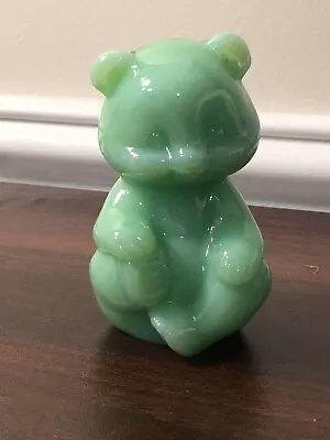 Fenton Mould Sitting Panda Bear Glossy Jadeite Jade Glass Mosser Made Last One • $70