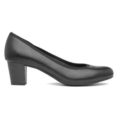 Jana Softline Womens Shoes Black Slip On Heeled Court Shoe Shoezone SIZE • £29.99