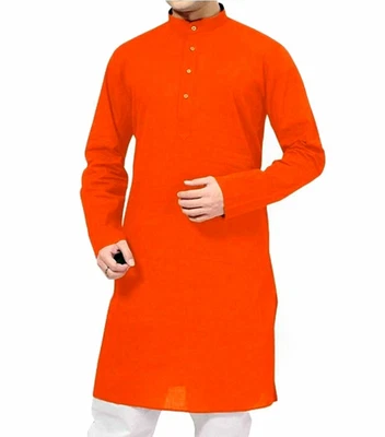 £20.39 • Buy Kurta Men's Short Sleeve Cotton Shirt Long Kurta Indian Clothing Fashion