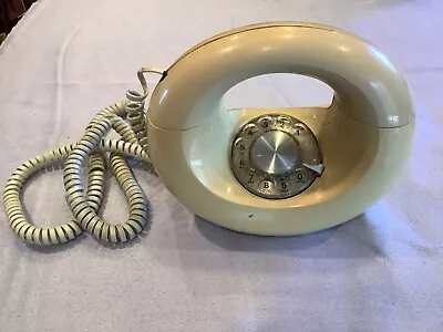 VTG Western Electric White Yellow Sculptura Rotary Dial Donut Telephone Retro • $115