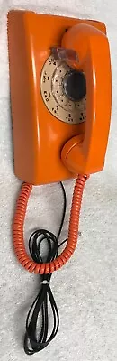 Vintage 1960s WESTERN ELECTRIC A/B 554 3-61 ORANGE Rotary Wall Mount Telephone • $85.99