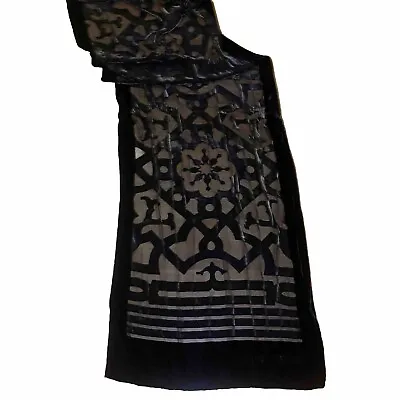 LUCIANO SOPRANI Exquisite Italian Designer Black Velvet Silk Blend SCARF Shawl • £15