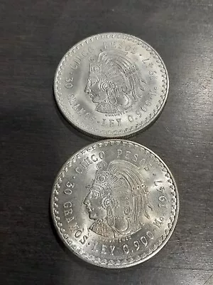 Pair Of Nice 1947 Cuauhtemoc Cinco Peso  • $82