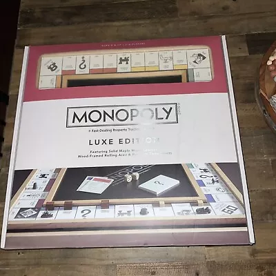 WS Game ~ Hasbro ~ Monopoly Luxe Edition W/ Maple Wood Cabinet ~ Factory Sealed • $149.99