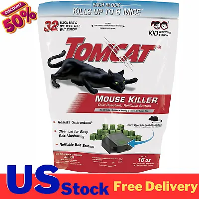 Mouse Mice Rat Killer 32 Blocks Bait Poison Rodent Station Trap Control 0.5-oz • $11.91