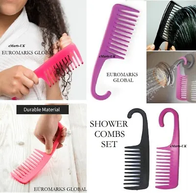 2 Jumbo Salon Hairdressing Shower Comb Wide Tooth Detangler Wet Hair Brush Combs • £2.79