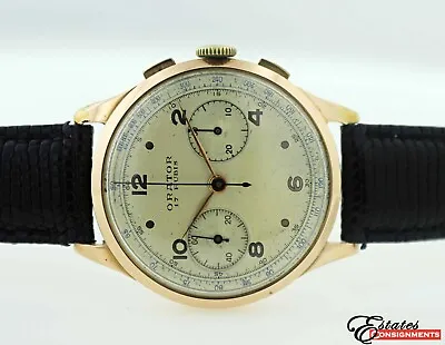 Vintage Orator Chronograph 18k Gold Venus 150 Movement Men's Watch • $1599