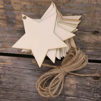 £6.49 • Buy 10x Wooden Sharp 5 Pointed Star Craft Shape In 3mm Ply