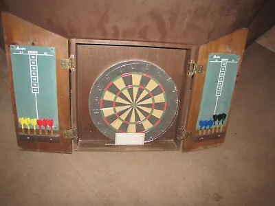 Vtg 1977ac Sportcraft Kings Dartboard Wood Cabinet W12 Darts Chalkboards Restore • $29.99