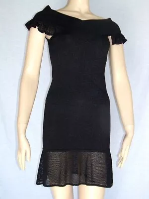 S ZAC POSEN Black Sweater Dress Bodycon Stretch Bandage Shimmer Flutter Target • $20.96