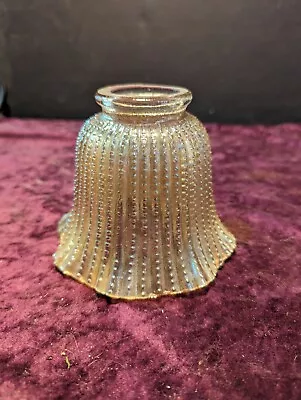 Vintage Amber Glass Shade Vertical Beaded Ruffled Light Shade  • $15