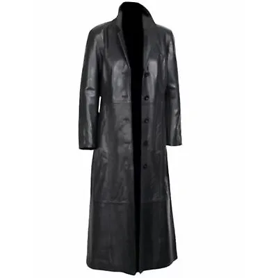 Men's Lambskin Black Genuine Leather Trenchcoat Coat Long Coat Jacket • $119.99