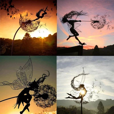 £10.48 • Buy Fairy And Dandelion Dancing Ornament Sculpture Garden Landscape Decor Statue