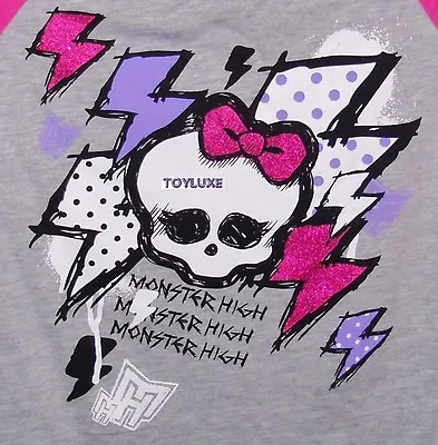 Monster High SKULL Girls Skullette Jersey Baseball T Shirt Tee Top Costume NWT ! • $8.98