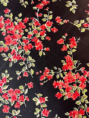 BEAUTIFUL Vintage French 1940's Black & Red Floral  Impressions De Lyon) 16x17  • $17.95