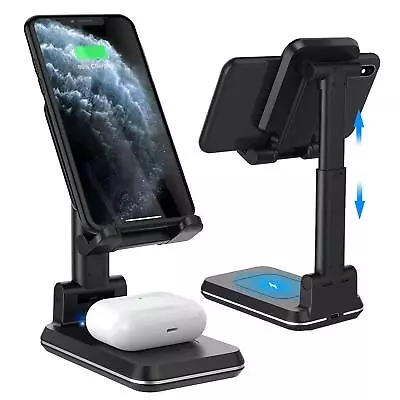 2 In 1 Wireless Charger Dual Wireless Charging Desk Phone Stand10W Qi Fast-... • $41.56