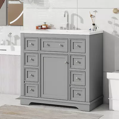 36  Bathroom Vanity Freestanding Bathroom Cabinet With Sink Combo And 6 Drawers • $198.09