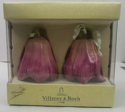 Villeroy & Boch Set Of Two Pink Hanging Flower Bell Ornaments With Box • $65