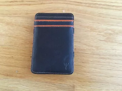 Wurkin Stiffs Minimalist Leather RFID Magic Wallet Card Case Black/Orange *RARE • $19.99