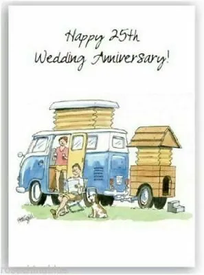 25th Twenty Fifth Wedding Anniversary Vw Campervan Camping & Dog • £3.29