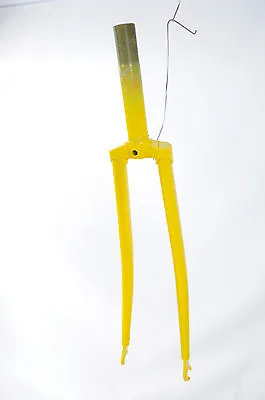 VINTAGE 700C RACING BIKE FORKS OR 26” RACER 25.4mm 1” STEERER 130mm YELLOW NOS • £18.99