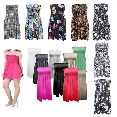 £7.99 • Buy Womens Ladies Plus Size Sheering Boobtube Bandeau Strapless Top Vest Dress 8 22