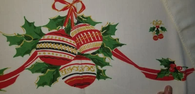 $9.99 • Buy Vintage Hand Print Handprint Tablecloth 53 X 44 Vibrant Colors Christmas
