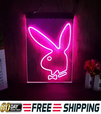 Playboy Rabbit Bunny LED Neon Light Sign Bar Cave Club Pub Cafe Room Wall Décor • $24.99