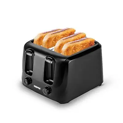 Black 4 Slice Toaster Family Size 1400W With Variable Browning Control • £24.99