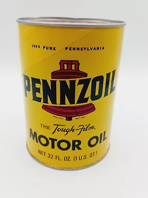 Vintage Pennzoil Tough Film  Z-7 Heavy Duty One Quart Full Cardboard Oil Can • $25
