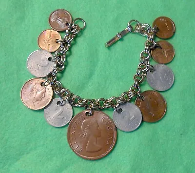 Vintage 1950s Foreign Coin Charm Bracelet • $19