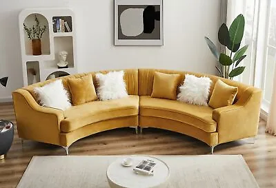 Sectional Sofa Tufted Performance Velvet Curved Sofa Lounge Couch 2-Piece Sofa • $2180.25