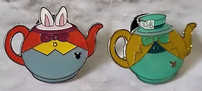 Disney Trading Pin. Hidden Mickey. Teapots. Mad Hatter. White Rabbit. Set Of 2. • $14