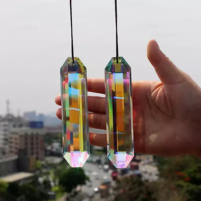 2PCS 5  Large Crystal Sun Catcher Prisms STINO Hanging Suncatchers With Glass  • $11.83