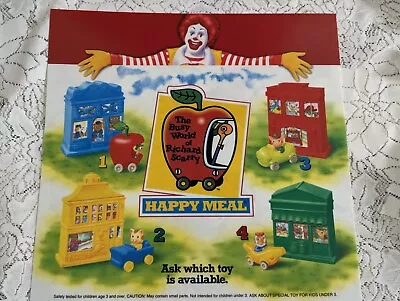 Rare McDonald's Happy Meal Advertising Translite Sign Poster Richard Scarry • $27.99