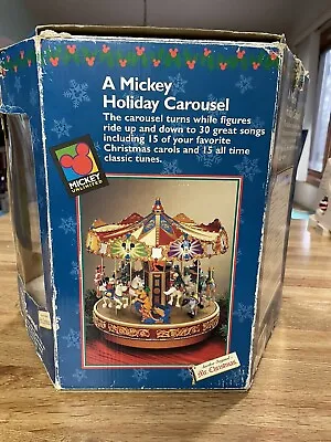 Mr Christmas 1997 Mickey Holiday Carousel *Works* Original Box Disney Vintage • $150