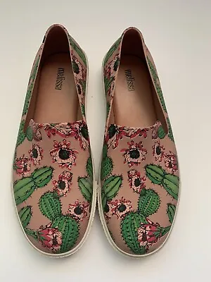 Melissa Ground III Slip On Sneakers Pink Cactus Size 7 Floral Shoes • $29