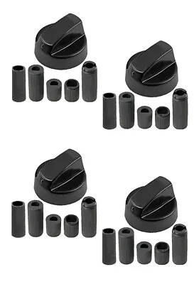 4 X Fully Universal Cooker Oven Hob Black Control Knobs With Adaptors • £8.99