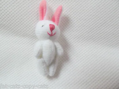 £3.95 • Buy MINIATURE TINY SMALL JOINTED 3.5cm TALL WHITE & PINK BUNNY RABBIT DOLL HOUSE