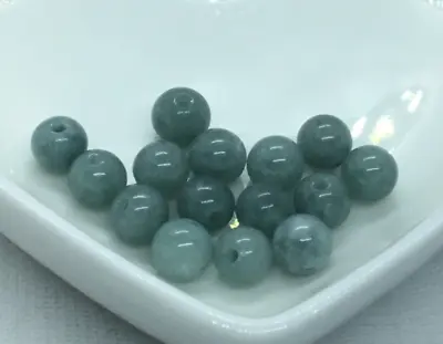 15 Burmese Jade Beads Semi Precious Natural Gemstone 6mm Soft Green • £3.55