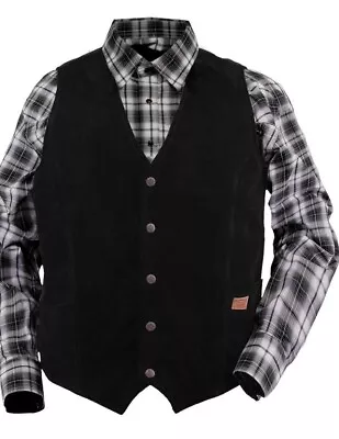 Outback Trading Co Mens Landon Western Vest  Black Suede Front Wool Back #29784 • $90.95