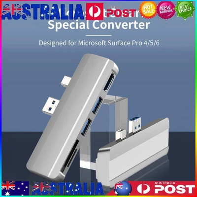 $19.79 • Buy For Surface Pro 6 5 4 Hub With 4K HDMI-Compatible USB 3.0 TF Slot (Silver)