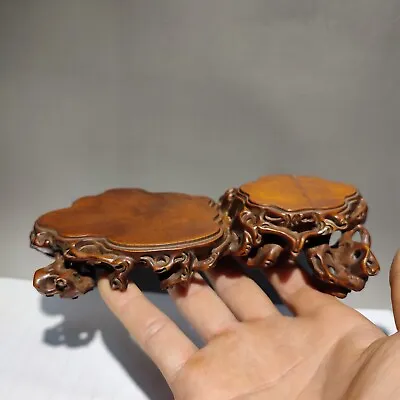 Vintage Wood Sculpture Chinese Carving Wooden Decor Frame Stand Shelf Plate Bed • $166.10