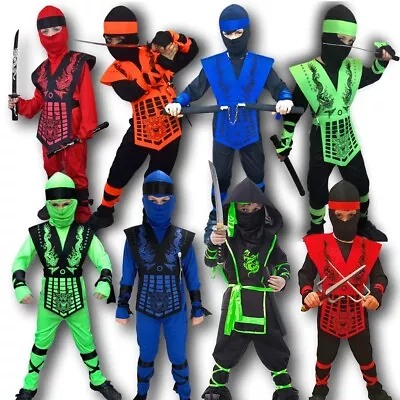 Kids Ninja Costume Cobra Eagle Kombat Karate Child Boys Girl Halloween Outfit • £12.97