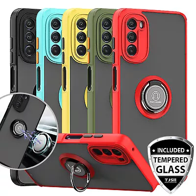 For Motorola Moto G 5G 2022 Ring Case Magnetic Stand Clear Back +Tempered Glass • $9.86