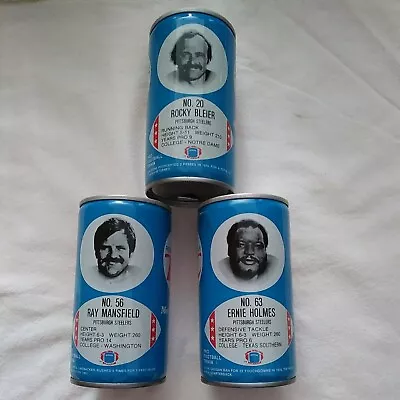 3 DIFFERENT VINTAGE Royal Crown Cola Cans NFL FOOTBALL BLEIER HOLMES MANSFIELD • $9.99