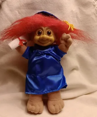 Vintage  Graduate  RUSS Berrie Troll Doll 7  Blue Gown & Cap W/Diploma /NWT • $15