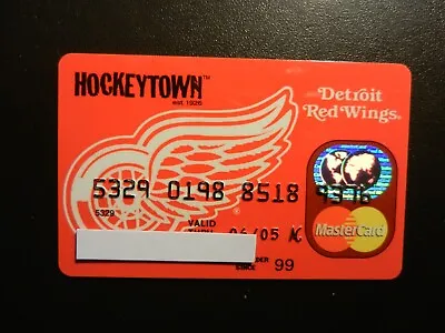 *HOCKEYTOWN DETROIT RED WINGS MASTER CARD* RARE EXPIRED CREDIT CARD.  Exp. 6/05. • $15.99