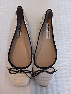 Karl Lagerfeld Ballet Flats Size 9 Cream With Black Accents • $39